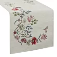 Bieżnik na stół naturalno, czerwony 45x100 cm gobelinowy z motywem kwiatowym