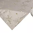 Obrus świąteczny 85x85 cm beżowo, szampański welwetowy zdobiony śnieżynkami
