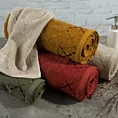 Ręcznik kąpielowy 50x90 cm bawełniany kolor miodowy z żakardowym wzorem ornamentów 500 g/m2 SARA
