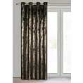 Zasłona welwetowa czarno, złota zdobiona przecieranym wzorem 140x250 cm przelotka - RENIA