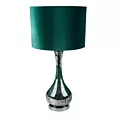 Lampa stołowa do salonu ciemnozielona ADA na szklanej podstawie z welwetowym abażurem
