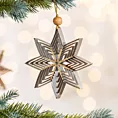 Ozdoba choinkowa gwiazda w stylu eko zdobiona delikatnymi drobinkami brokatu