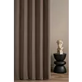 Zasłona szyta na taśmie 5 cm brązowa z gładkiej jednokolorowej tkaniny o jodełkowym splocie