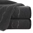 Ręcznik do rąk 30x50 cm bawełniany kolor czarny zdobiony bordiurą z błyszczącym wzorem 500 g/m2 KARIN