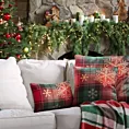 Poszewka na poduszkę 60x60 cm welwetowa czerwono, zielona z motywem świątecznym  STAR