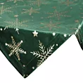 Obrus świąteczny 85x85 cm ciemnozielono, szampański welwetowy zdobiony śnieżynkami