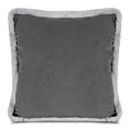 Poszewka na poduszkę 45x45 cm stalowo srebrna obszyta na rogach miękkim futerkiem