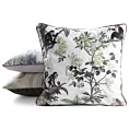 Poszewka na poduszkę 45x45 cm welwetowa biało, zielona z roślinnym nadrukiem VELVET 206