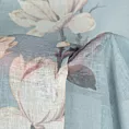 Dekoracja okienna błękitno, kremowa z etaminy w stylu eko z motywem kwiatów 140x250 cm przelotka - LUNA