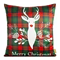 Poszewka na poduszkę 60x60 cm welwetowa, czerwono zielona z reniferem CHERRY