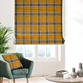 Roleta rzymska musztardowo naturalna z grubej, szenilowej tkaniny w elegancką kratę
