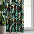Zasłona czarno, zielona zdobiona egzotycznym nadrukiem z tkaniny typu oxford 140x250 cm przelotka - MALTA