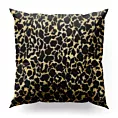 Poszewka szyta czarno złota z szenilowej tkaniny w zwierzęcy wzór przetykany błyszczącą nicią