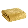Narzuta welwetowa na fotel musztardowa 70x160 cm pikowana metodą hot press z motywem rybiej łuski ARIEL Eurofirany Classic