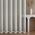 Firana szyta na flexach naturalna z matowej tkaniny tkaniny typu ADEN z ozdobną aplikacją