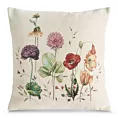 Poszewka na poduszkę 45x45 cm bawełniana, gobelinowa kremowo, zielona z motywem letnich kwiatów GOB