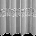 Firana szyta na taśmie 5 cm biała z matowej etaminy ozdobionej siatkową aplikacją