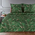 Pościel 160x200 cm z satyny bawełnianej kolor zielony, złoty w ozdobnym opakowaniu z wzorem marmuru GIFT1