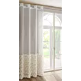 Zasłona kremowa zdobiona pasem aplikacji róż 3D 140x250 cm przelotka - ROSES - Ewa Minge