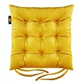 Poduszka na krzesło 40 x 40 x 6 cm dwustronna welwetowa żółta  z dziewięcioma pikowaniami