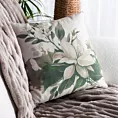 Poszewka na poduszkę 45x45 cm o strukturze lnu z nadrukiem subtelnych kwiatów beżowo, zielona LEN
