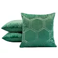 Poszewka na poduszkę 45x45 cm welwetowa ciemnozielona ze złotym wzorem plastra miodu BLINK