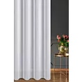 Firana szyta na taśmie 5 cm biała z miękkiej tkaniny o delikatnym połysku, wykończona obciążnikiem