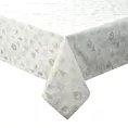 Obrus kremowy 135x180 cm z żakardowej tkaniny FLASH z motywem świątecznym przetykanym złotą nicią
