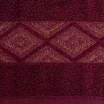 Ręcznik kąpielowy 50x90 cm bawełniany kolor bordowy przetykany błyszczącą nicią w geometryczny wzór 500 g/m2 AZARI