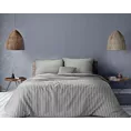 Pościel 220x200 cm z bawełny kolor stalowy, jasnoszary zdobiona pasami z błyszczącą nicią ETNO 1