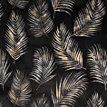 Zasłona welwetowa czarno, szampańska z błyszczącym nadrukiem palmowych liści 140x300 cm taśma - GLORIA