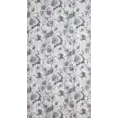 Zasłona naturalno, szara w stylu eko w piękny wzór kwiatów 140x260 cm przelotka - FRIDA