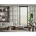 Zasłona popielato, beżowa z kwiatowym nadrukiem, półprzeźroczysta z etaminy w stylu eko 140x250 cm przelotka - OLA