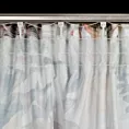 Zasłona biało, stalowa w liście z tkaniny welwetowej 140x270 cm taśma - ADELINE - Diva Line