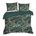 Pościel 160x200 cm z satyny bawełnianej kolor ciemnozielony, jasnozłoty z motywem mozaiki SPRING 69