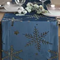 Bieżnik świąteczny na stół 40x140 cm granatowo, szampański welwetowy zdobiony śnieżynkami