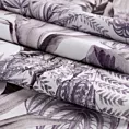 Bieżnik na stół biało, fioletowy 40x140 cm welwetowy DAVOS zdobiony nadrukiem egzotycznych liści DESIGN 91