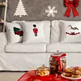 Poszewka na poduszkę 45x45 cm welwetowa kolor biały z haftem z samochodem z choinką