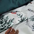 Pościel świąteczna 160x200 cm, kolor biały, zielony zdobiona uroczym nadrukiem ROLAND