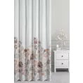 Tkanina firanowa matowy batyst, z malarskim kwiatowym nadrukiem, półtransparentny, wykończony obciążnikiem