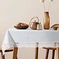 Obrus na stół 140x220 cm biały zdobiony koronką - SUSAN