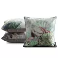 Poszewka na poduszkę 45x45 cm welwetowa, zielono pudrowa zdobiona egzotycznym nadrukiem VELVET 195 Eurofirany Premium