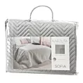 Narzuta welwetowa na fotel srebrna 70x210 cm pikowana w jodełkę metodą hot press SOFIA EUROFIRANY PREMIUM