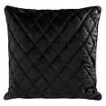 Poduszka 50 x 50 cm czarna pikowana we wzór karo z ozdobną wypustką na brzegach VELVET 28