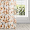 Dekoracja okienna biało, ruda z lekkiej etaminy z nadrukiem kwiatów, półtransparentna 140x250 cm przelotka SOFIA