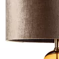Lampa stojąca do pokoju brązowo, złota LEONA z welwetowym abażurem