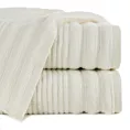 Ręcznik kąpielowy 50x90 cm bawełniany kolor kremowy bordiurą zero twist zdobiony paseczkami 400 g/m2 SAMMY