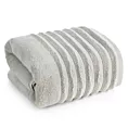 Ręcznik kąpielowy 70x140 cm kolor srebrny zdobiony prążkami z błyszczącej nici 500 g/m2 LUNARI