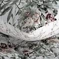Pościel 220x200 cm bawełniana kolor biały, stalowy dwustronna z wzorem botanicznym NIKA 53
