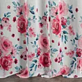 Zasłona biało, różowa z motywem malowanych kwiatów z etaminy 140x250 cm przelotka - CARLA